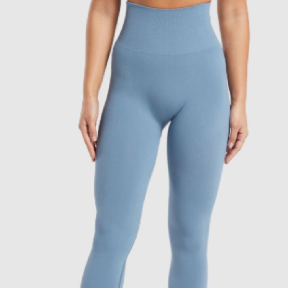BNWT GYMSHARK Cotton Seamless Leggings FADED BLUE SOLD OUT SZ SMALL